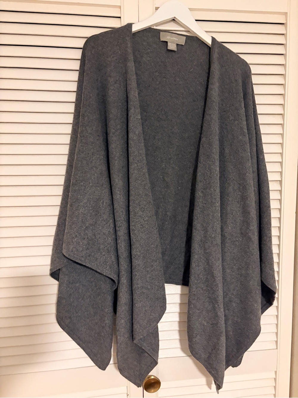 ply cashmere Charcoal Gray Open-Front Wrap Poncho